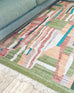 Fern Green and Orange Multi-Colour Abstract Tribal Indoor Outdoor Rug