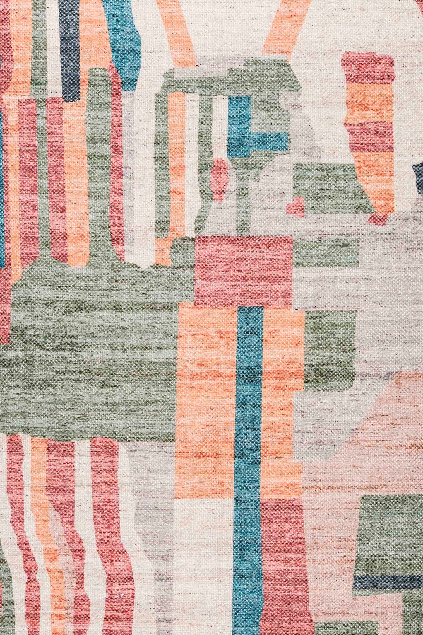 Fern Green and Orange Multi-Colour Abstract Tribal Indoor Outdoor Rug