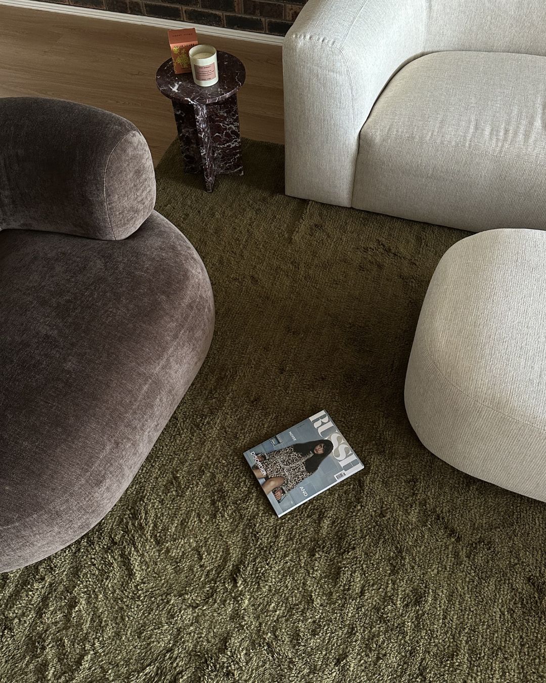 Flavia Dark Green Wool Shag Rug