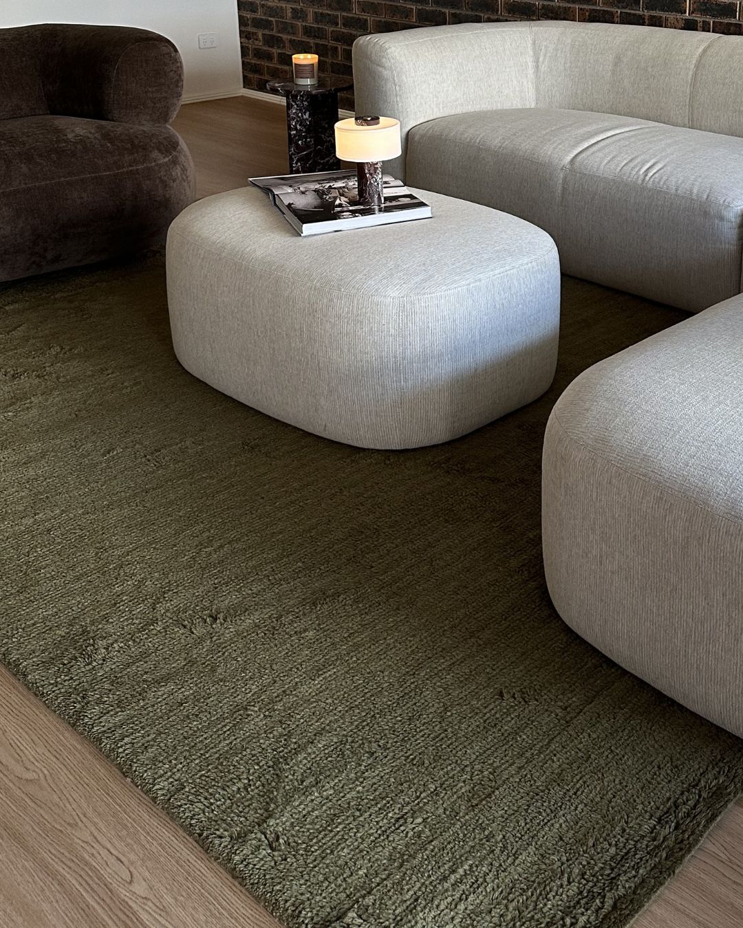 Flavia Dark Green Wool Shag Rug