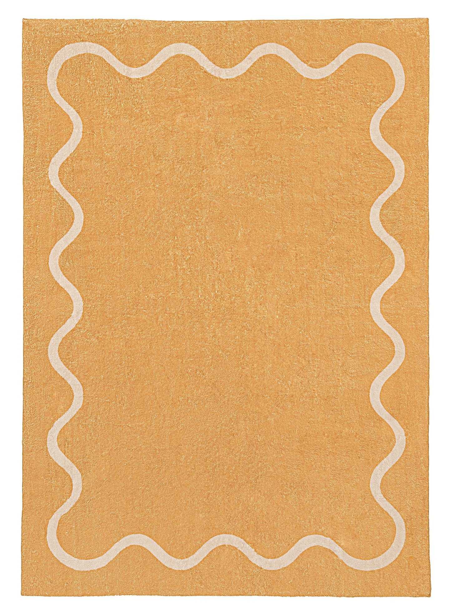 Frida Mustard and Cream Wiggle Bordered Washable Rug