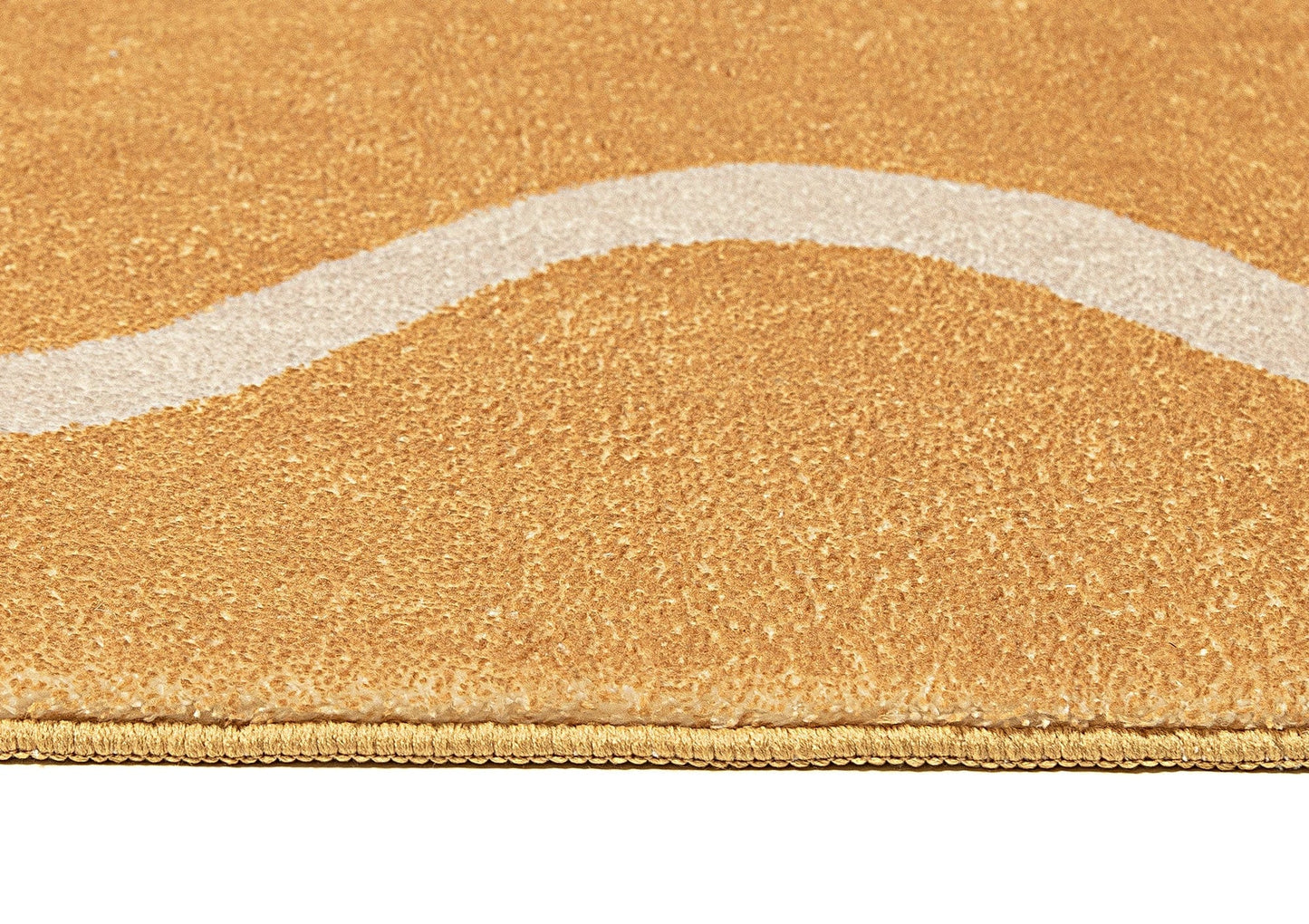 Frida Mustard and Cream Wiggle Bordered Washable Rug