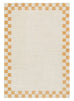 Gadise Yellow Mustard Checkered Border Washable Rug