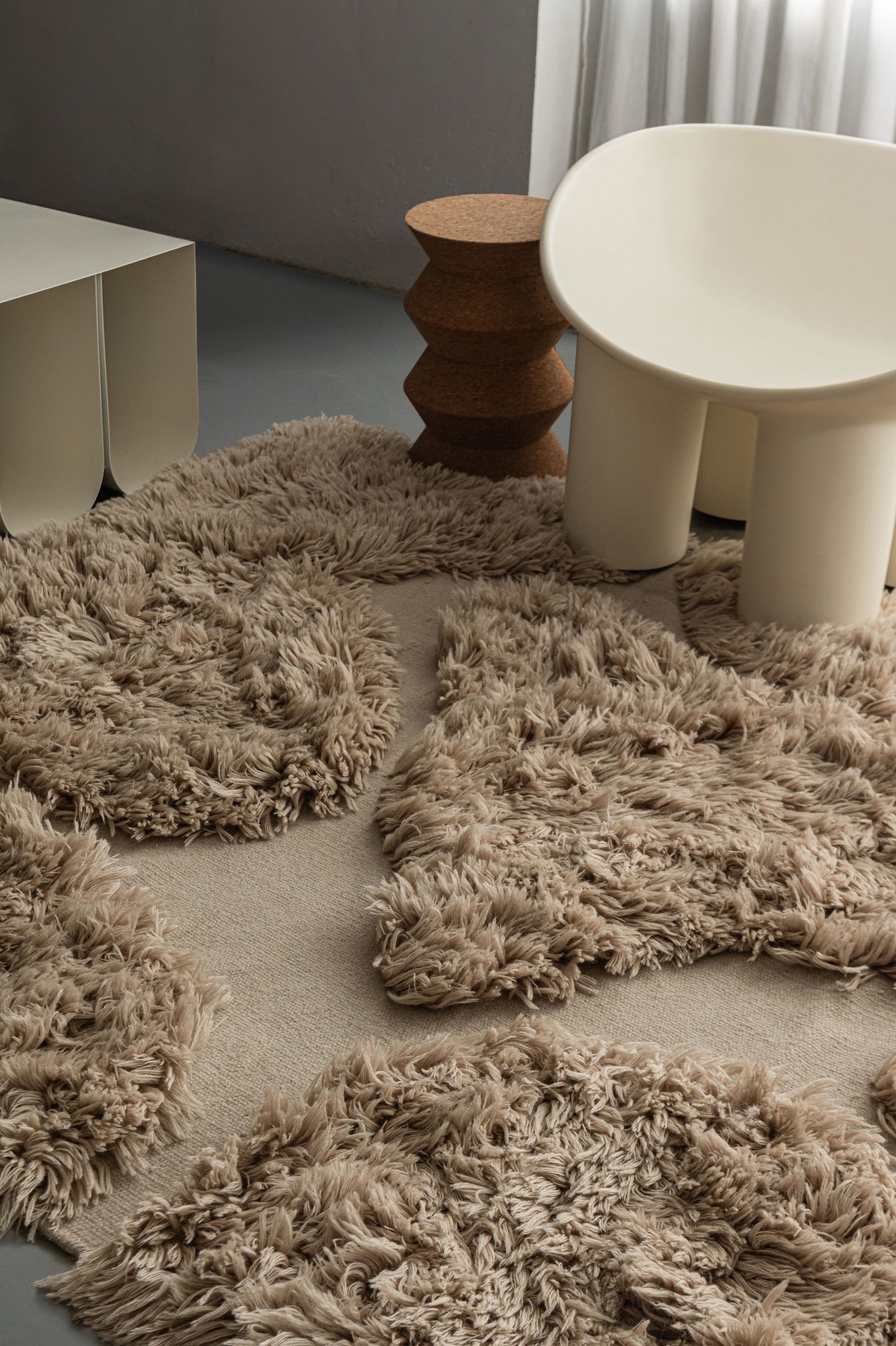 Gellica Biscuit Sculptural Wool Shag Rug