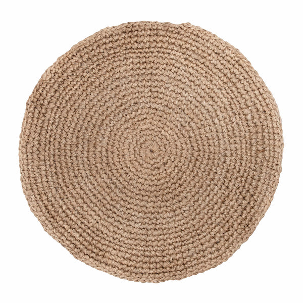 Georgia Natural Brown Crochet Round Jute Rug