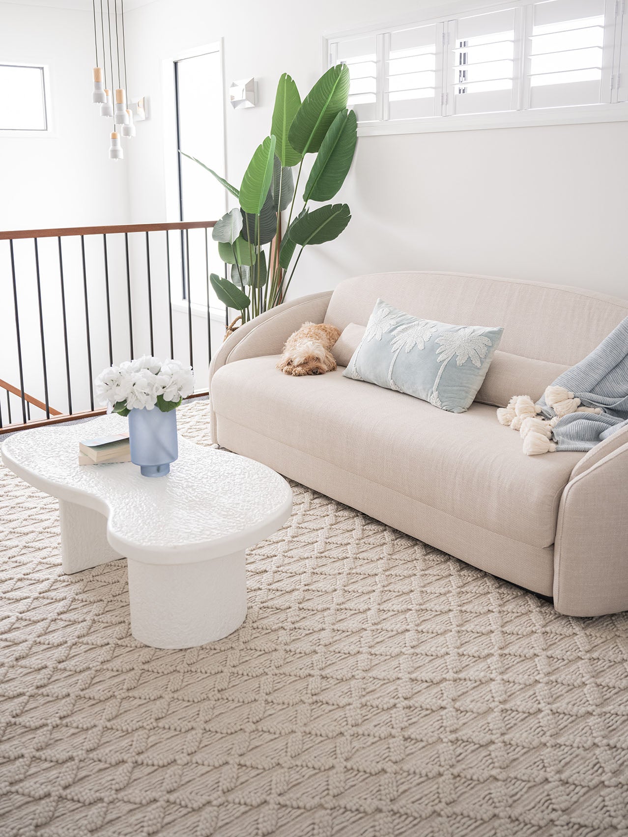 Hanna Ivory Leaflets Wool Blend Rug