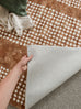 Hazrin Beige Rust Brown Dot Pattern Washable Rug