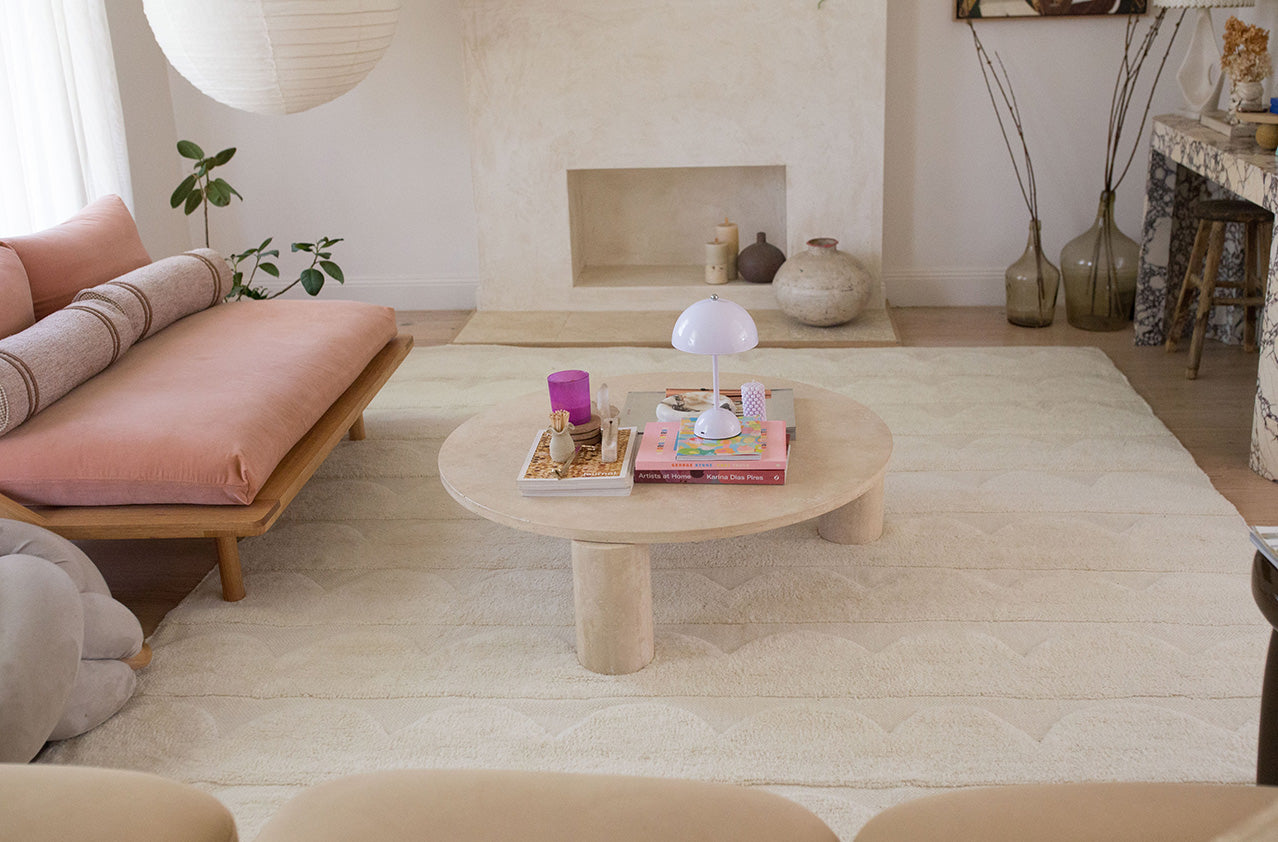 Hikari Ivory Scallop Washable Wool Rug