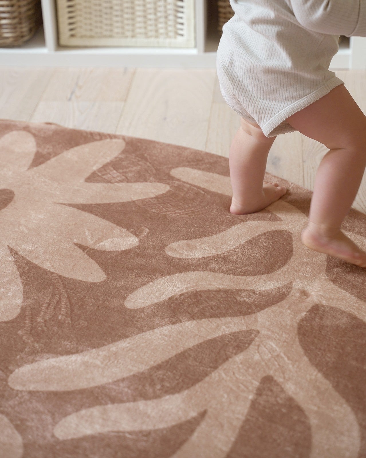 Hira Pink Beige Shapes Rollie Pollie Round Playmat