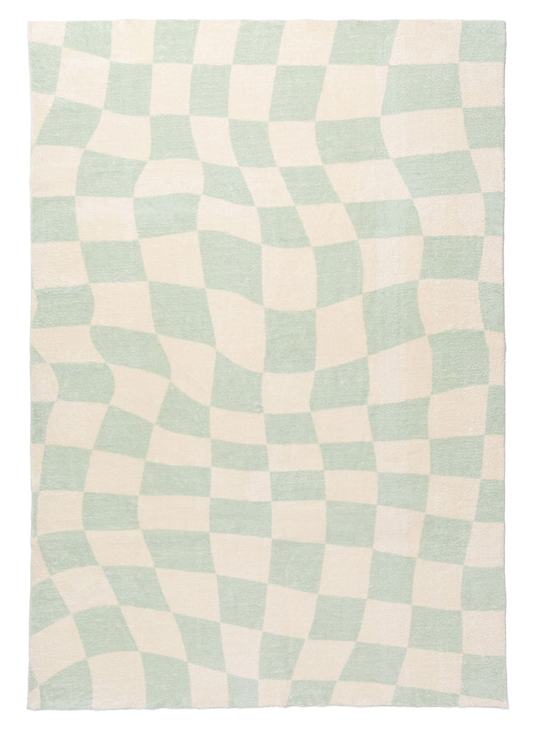 Ilenna Green and Ivory Abstract Checkered Washable Rug