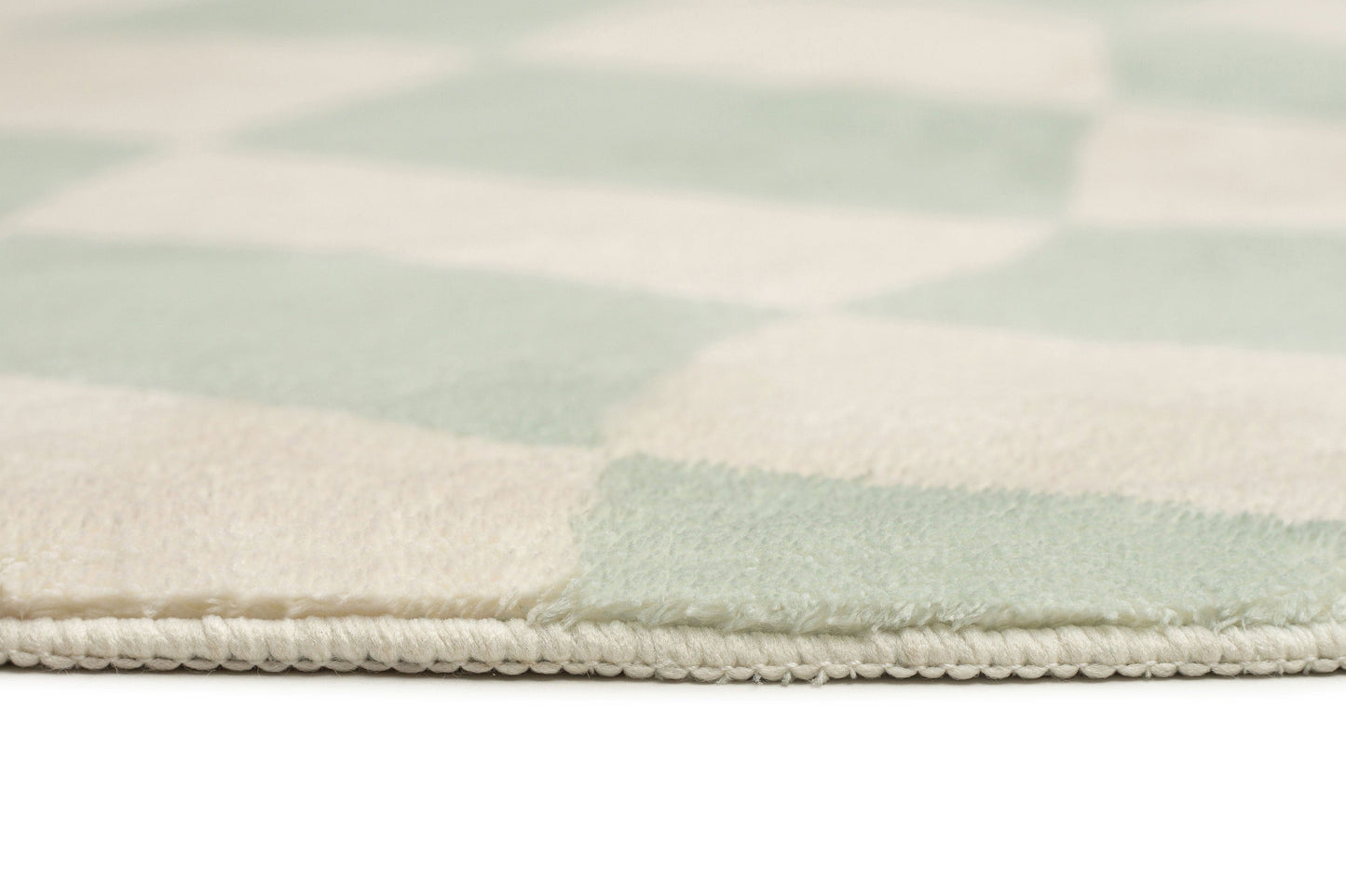 Ilenna Green and Ivory Checkered Washable Round Rug