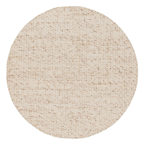 Indya Marbled Cream and Beige Chunky Wool Round Rug