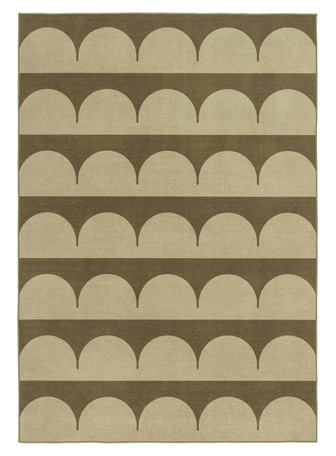 Inez Forest and Sage Arch Stripe Indoor Outdoor Rug