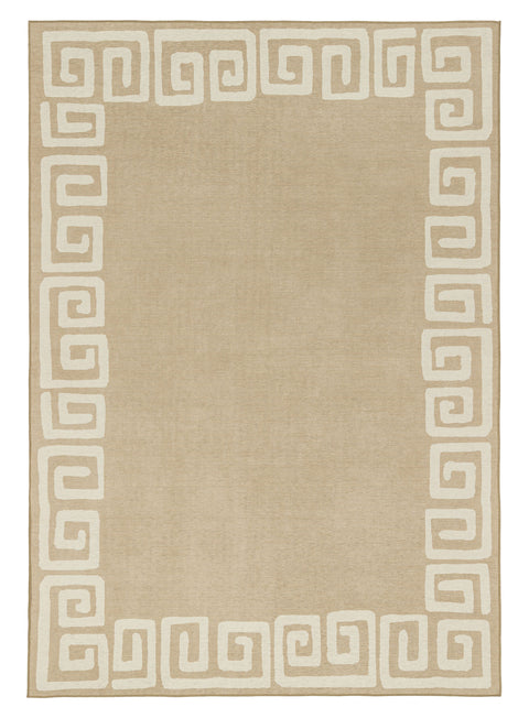 Ione Sandy Beige and Light Oat Geometric Indoor Outdoor Rug