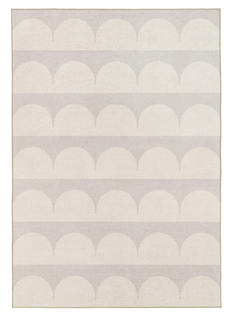 Isolde Beige and Light Grey Arch Stripe Indoor Outdoor Rug