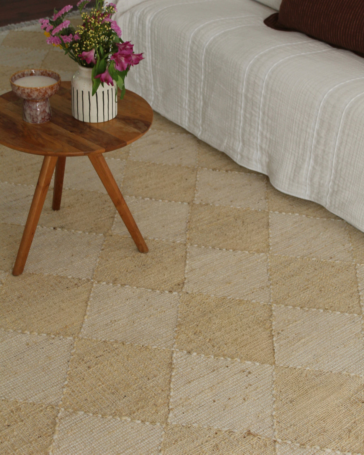 Jonette Sand Raised Diamond Jute Wool Rug
