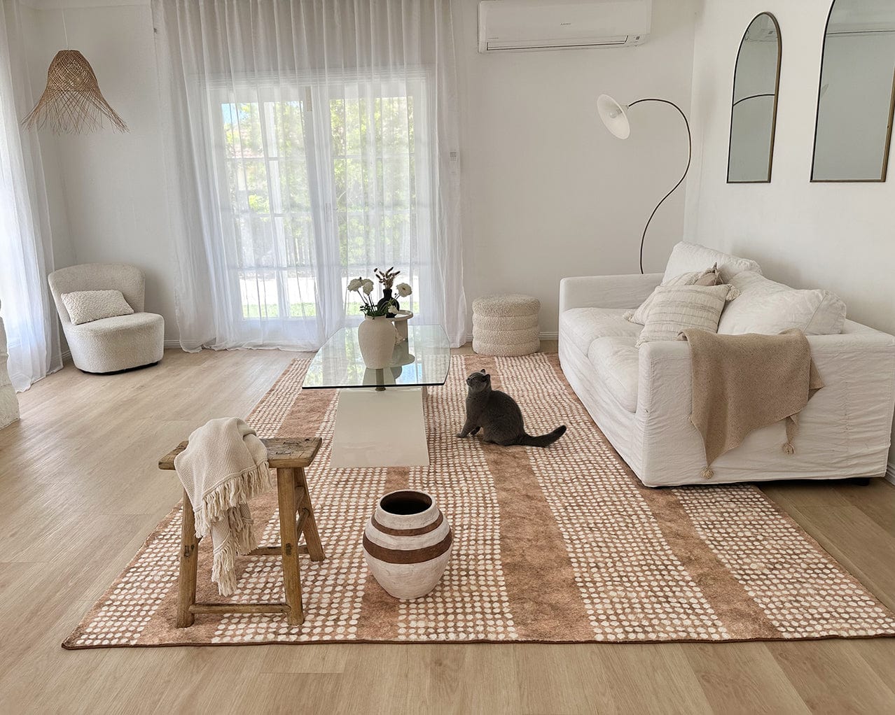 Joni Beige Cream Dot Pattern Washable Rug