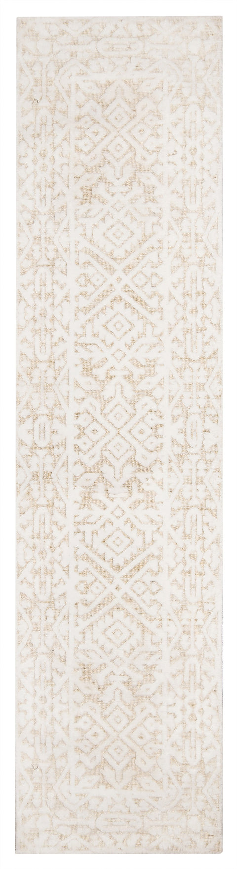 Josephine Ivory and Cream Tribal Transitional Runner Rug