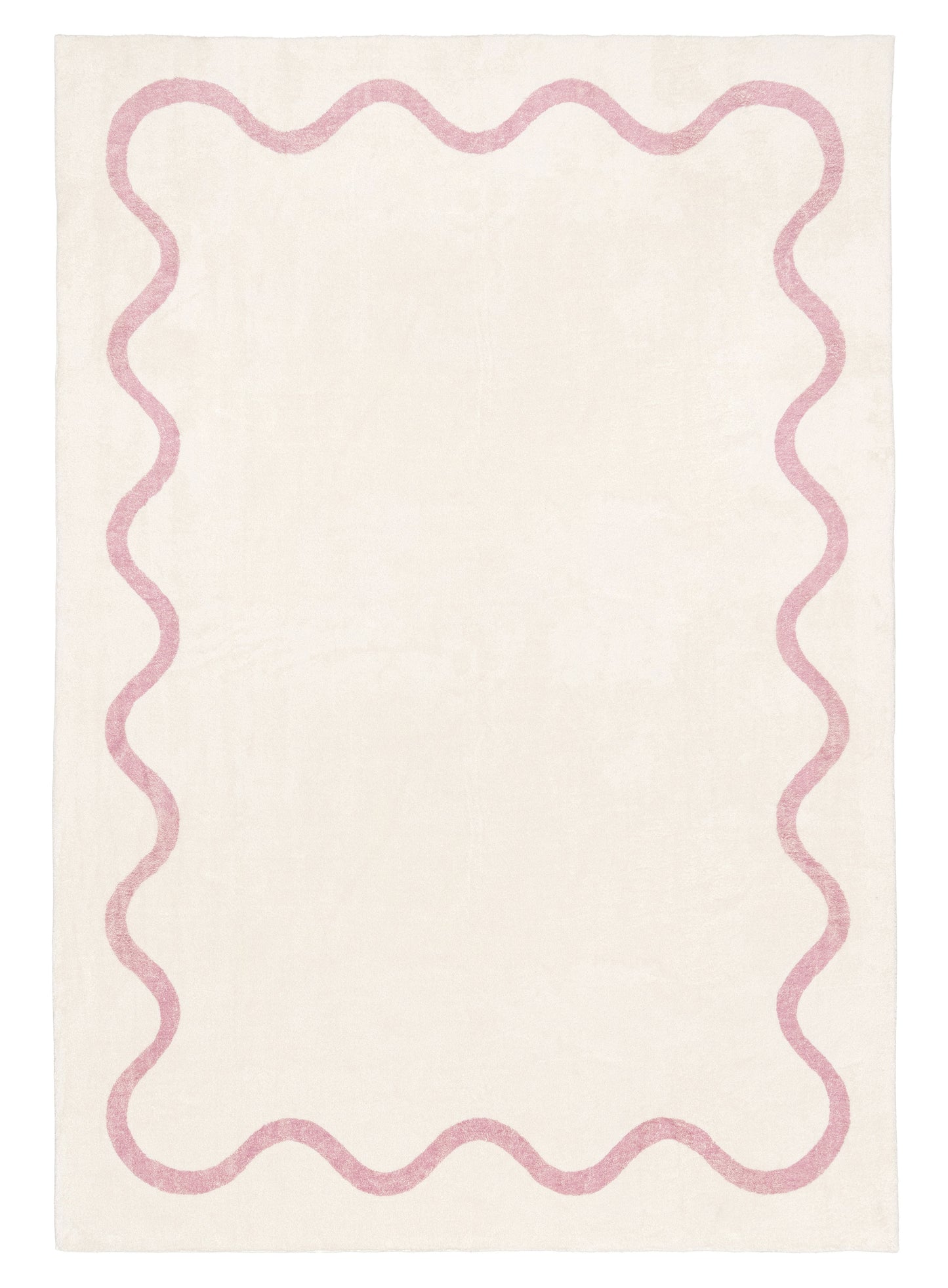 Juliana Pink and Cream Wiggle Bordered Washable Rug