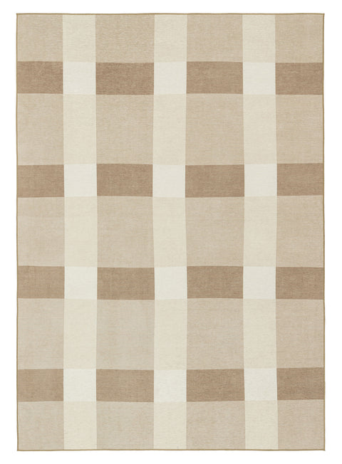 Jura Beige and Ivory Checkered Indoor Outdoor Rug