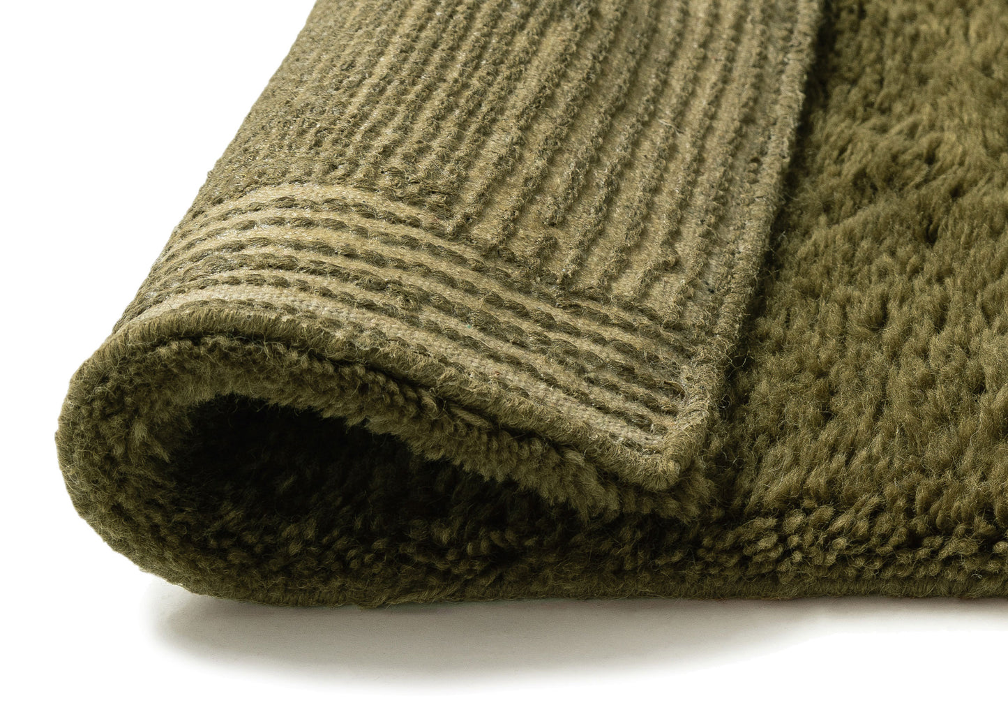 Kahlen Dark Green Geometric Wool Shag Rug
