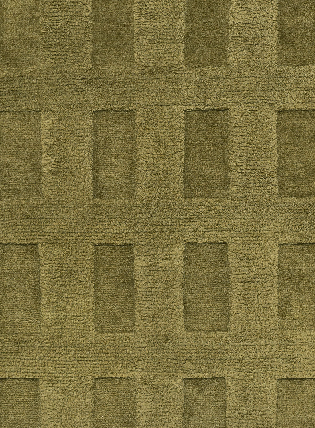 Kahlen Dark Green Geometric Wool Shag Rug