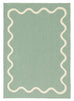 Kairo Green and Cream Wiggle Bordered Washable Rug