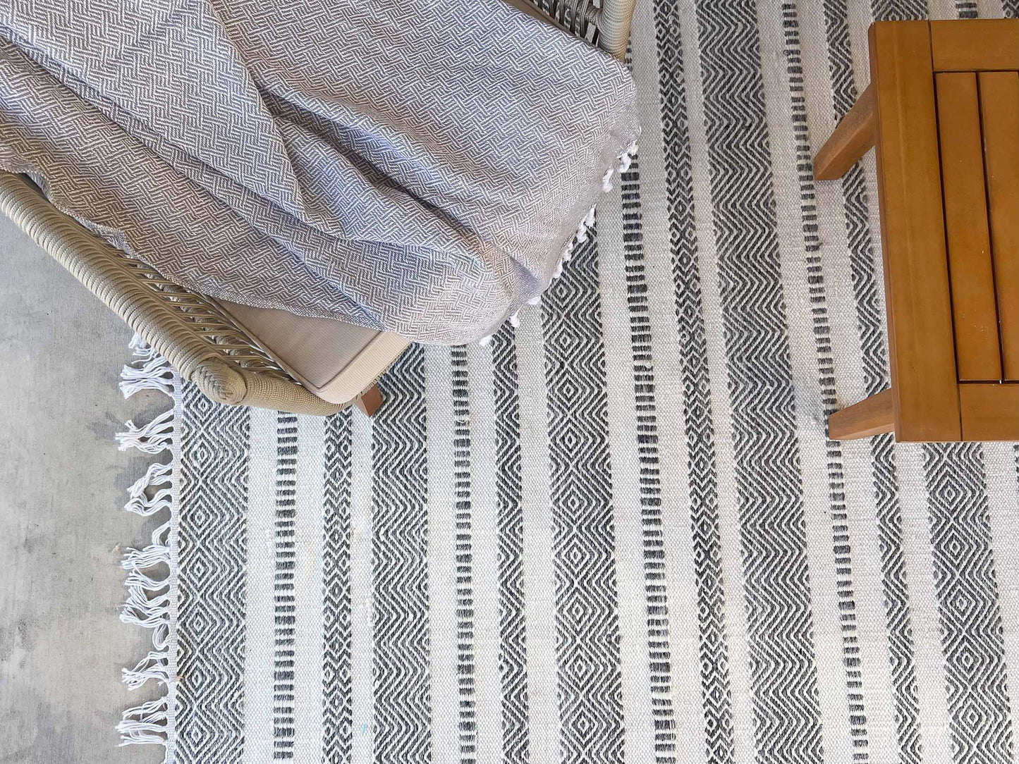 Kali Grey Striped Indoor Outdoor Rug