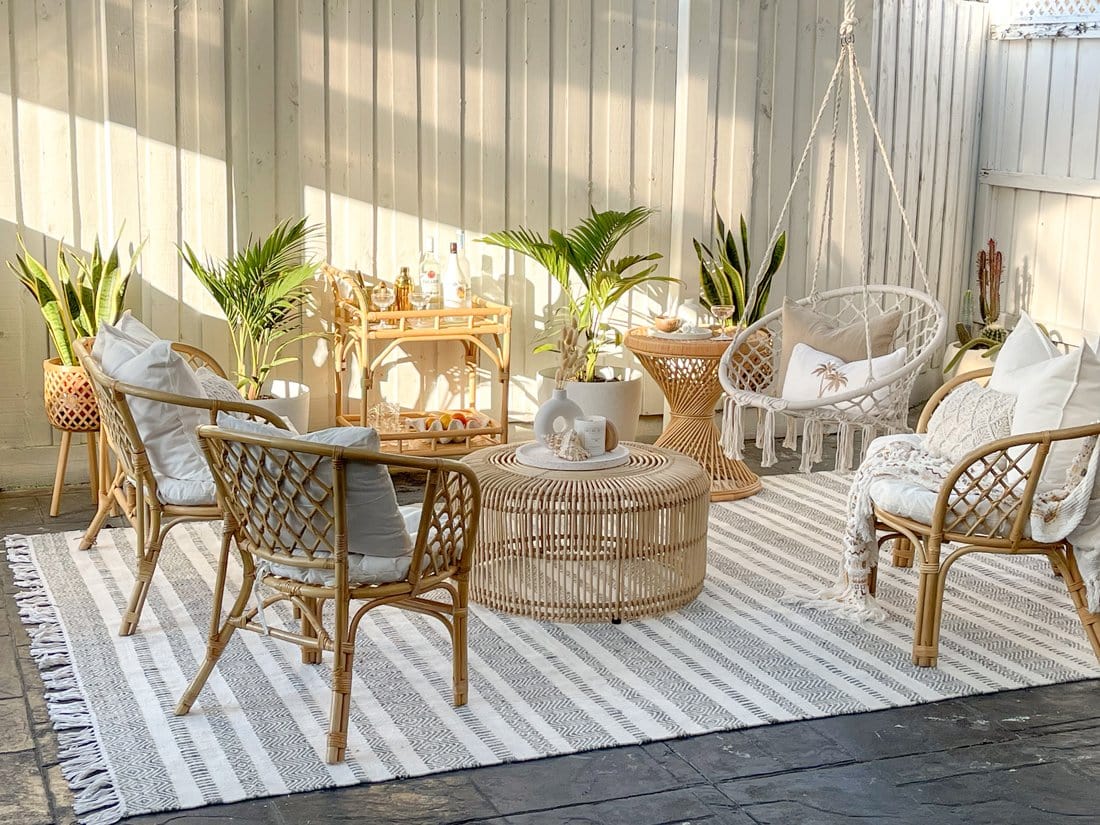 Kali Grey Striped Indoor Outdoor Rug