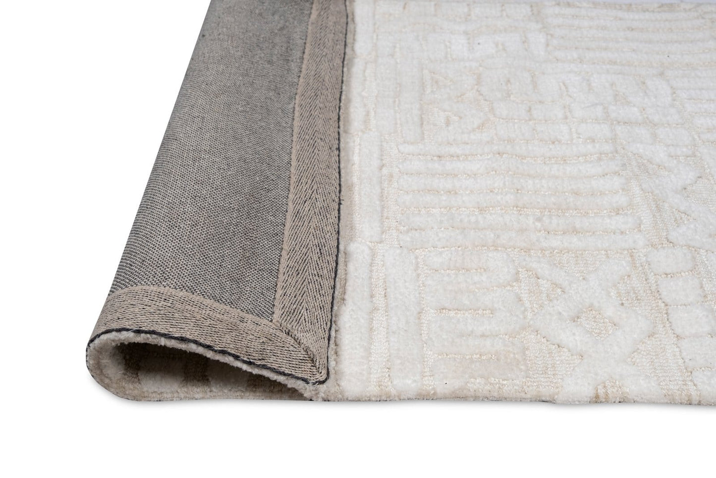 Kalinda Beige and Ivory Geometric Tribal Runner Rug
