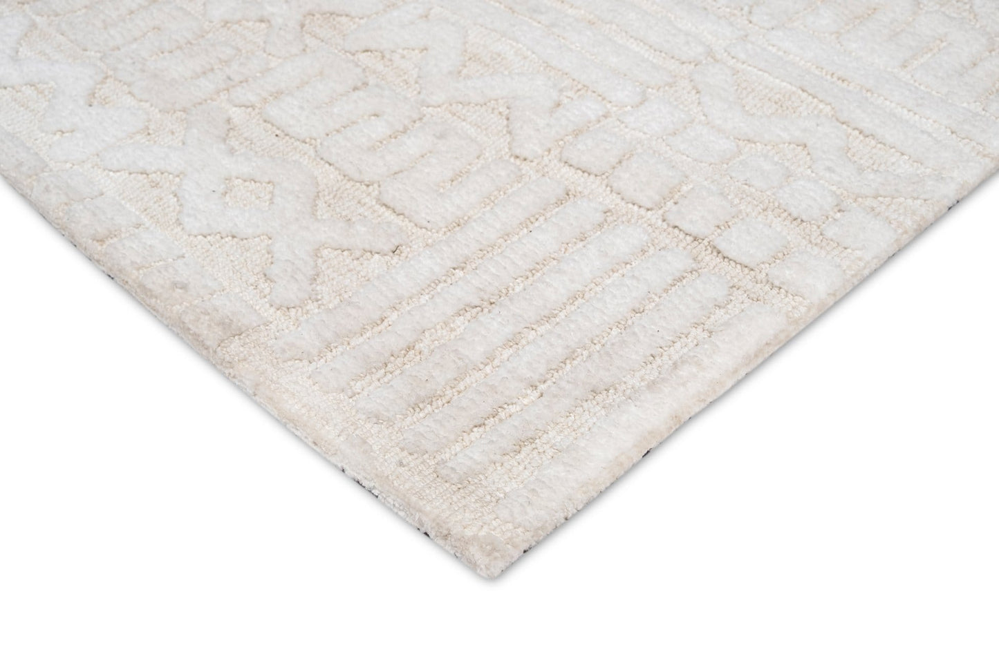 Kalinda Beige and Ivory Geometric Tribal Runner Rug
