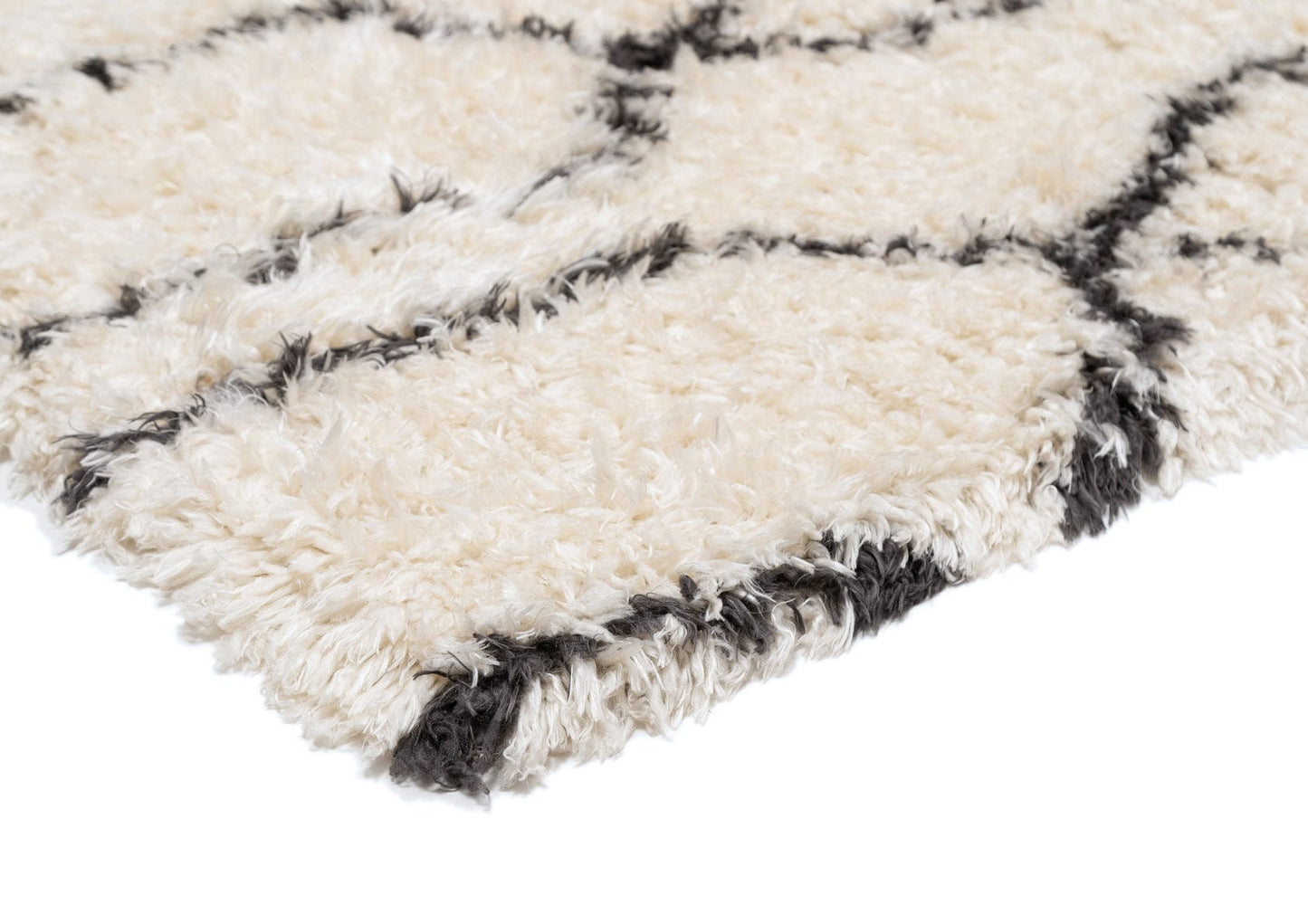 Kandake Cream & Black Tribal Shag Rug