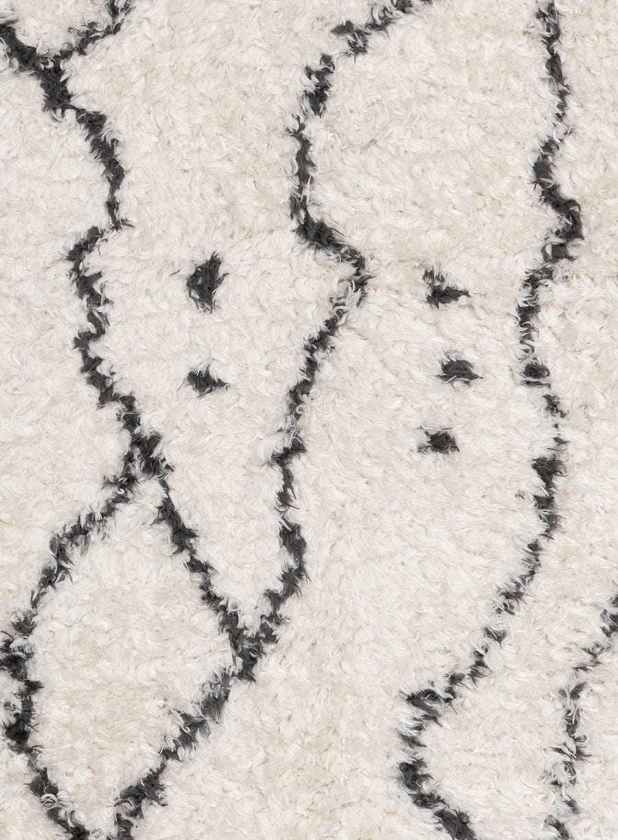 Kandake Cream & Black Tribal Shag Rug