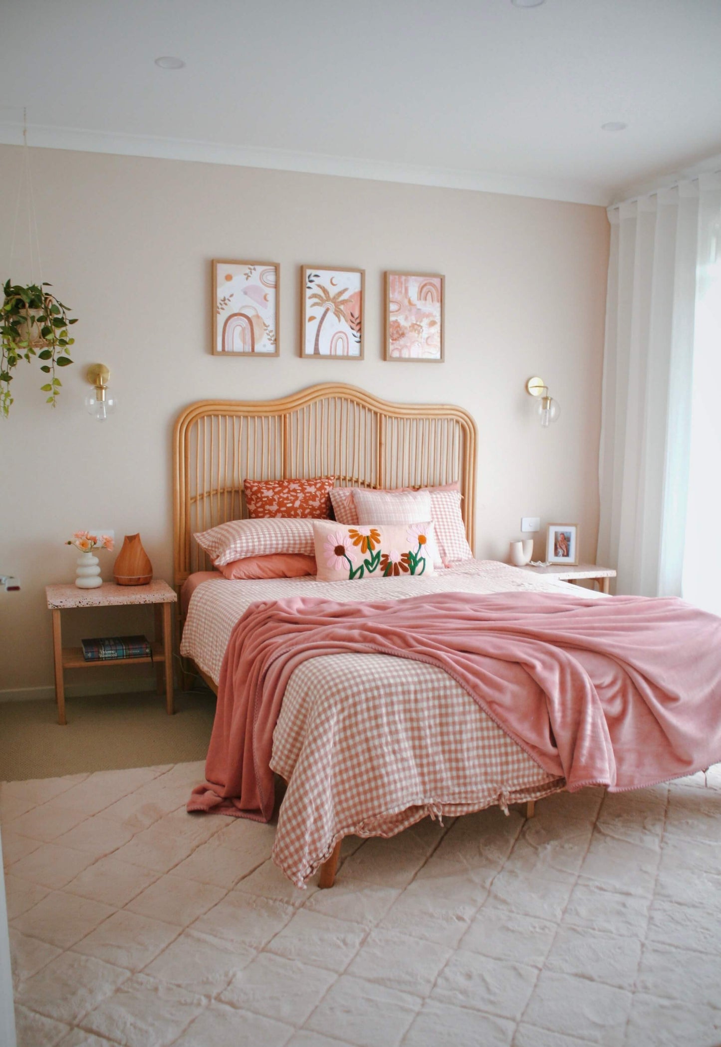 Karlie Blush Pink Diamond Shag Rug