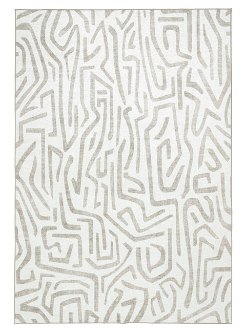 Kensa Grey Cream Indoor Outdoor Washable Rug