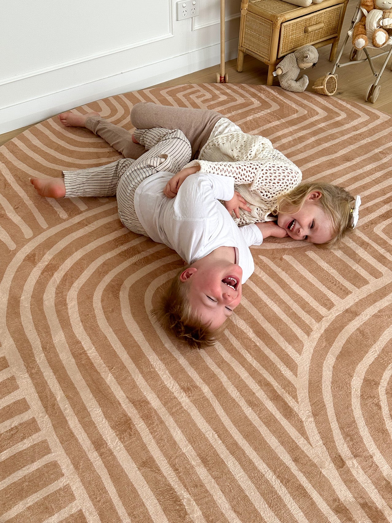 Koru Brown Abstract Rollie Pollie Round Playmat