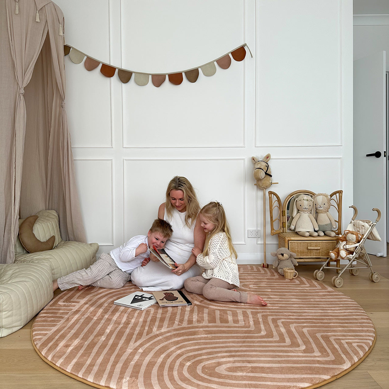 Koru Brown Abstract Rollie Pollie Round Playmat