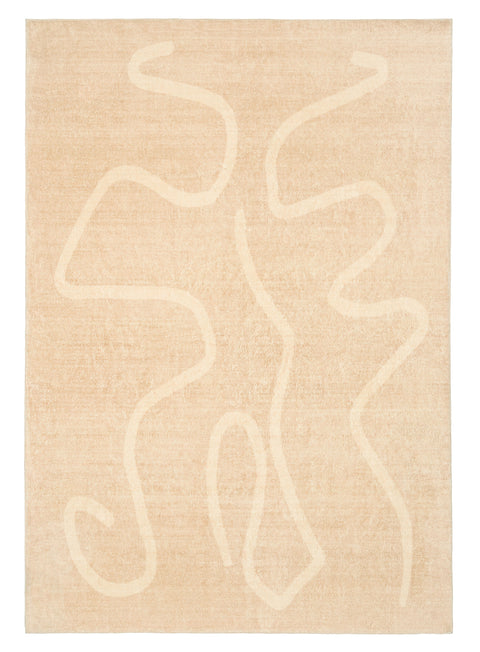 Larsa Beige and Light Beige Abstract Washable Rug