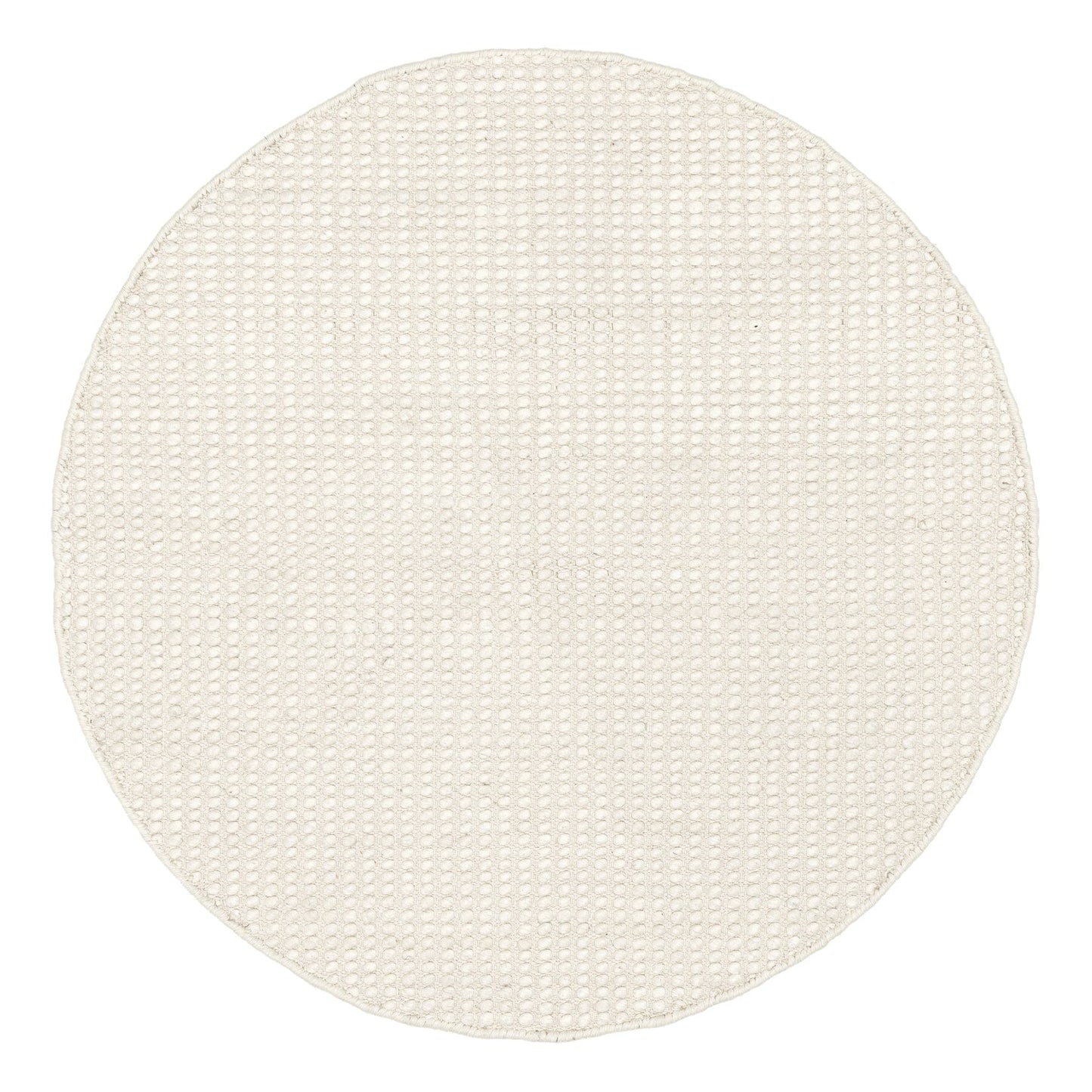Larvic Ivory Chunky Wool Round Rug
