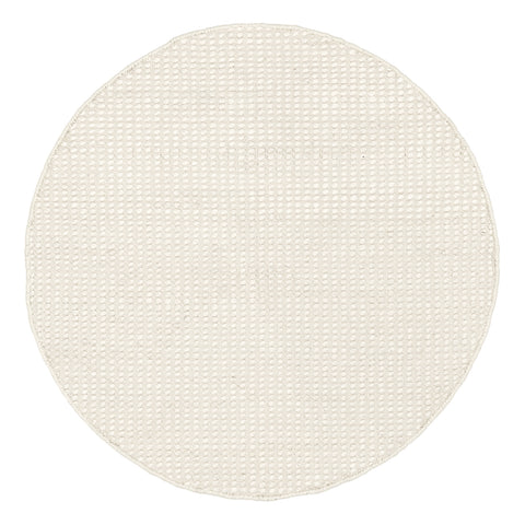 Larvic Ivory Chunky Wool Round Rug