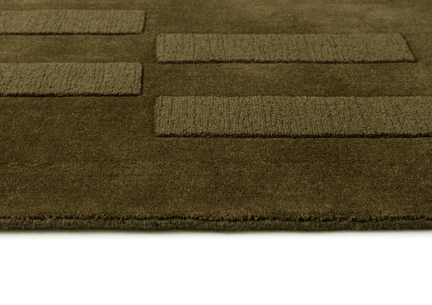 Leighton Olive Handloom Geometric Wool Rug