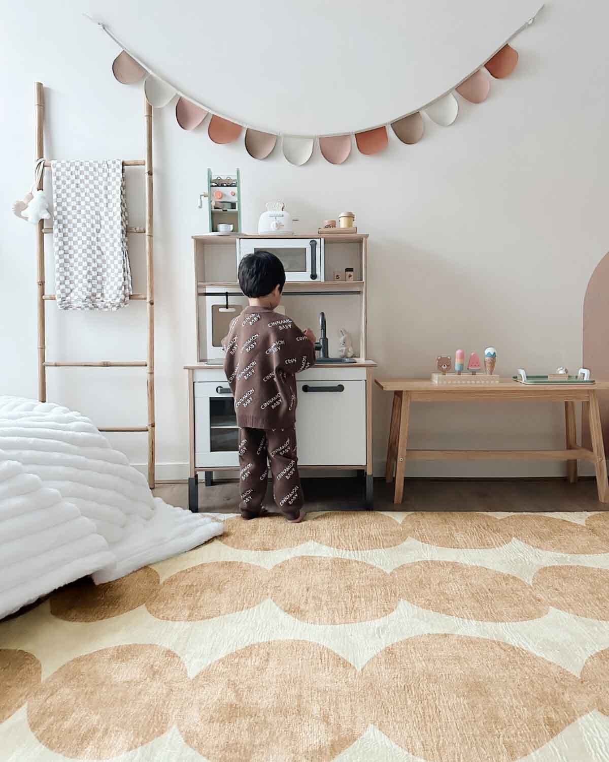 Lexa Beige and Light Beige Abstract Rollie Pollie Playmat