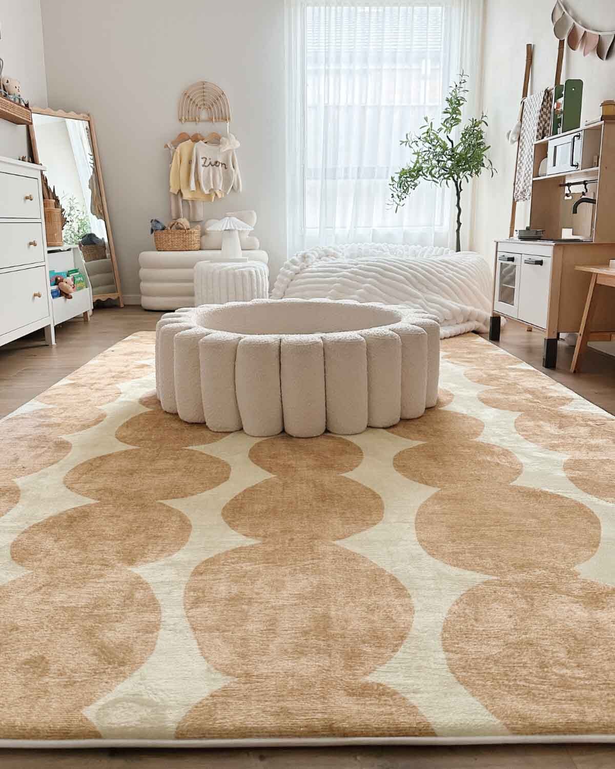 Lexa Beige and Light Beige Abstract Rollie Pollie Playmat