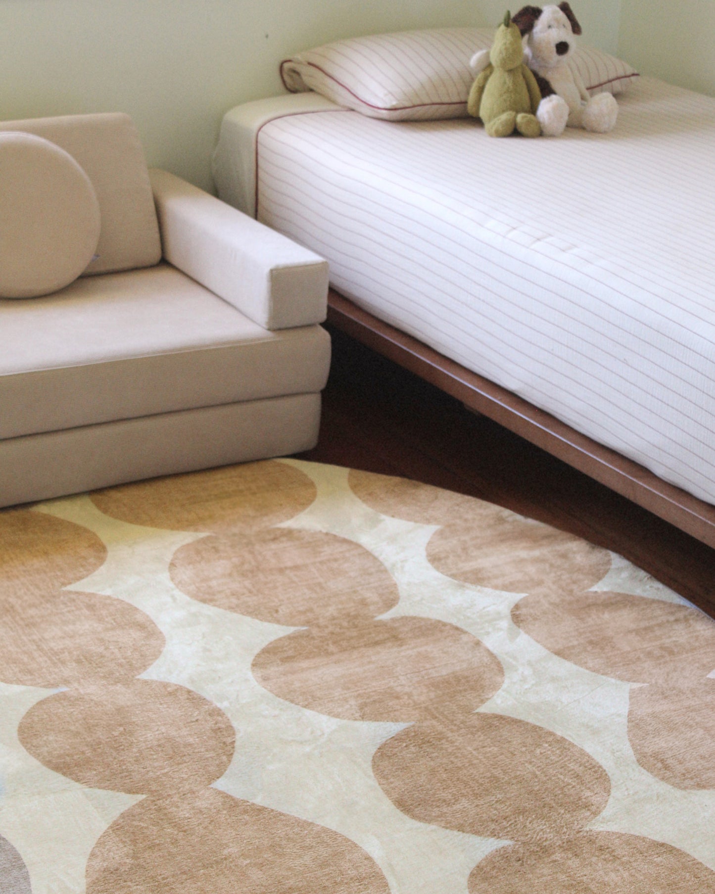Lexa Beige and Light Beige Abstract Rollie Pollie Round Playmat
