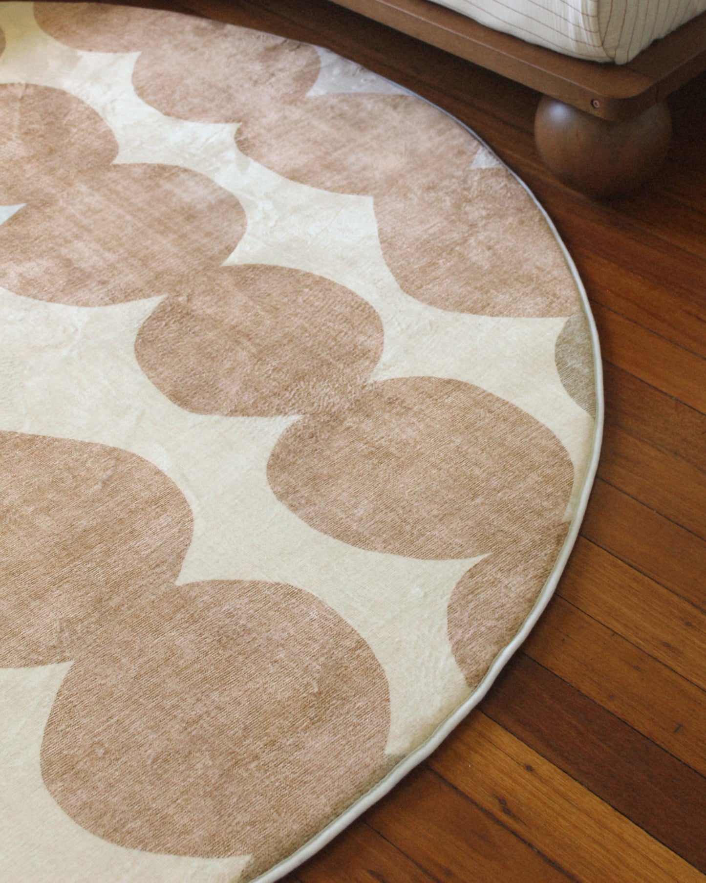 Lexa Beige and Light Beige Abstract Rollie Pollie Round Playmat