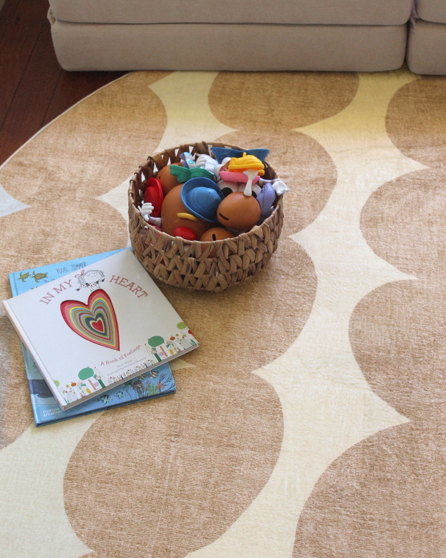 Lexa Beige and Light Beige Abstract Rollie Pollie Round Playmat
