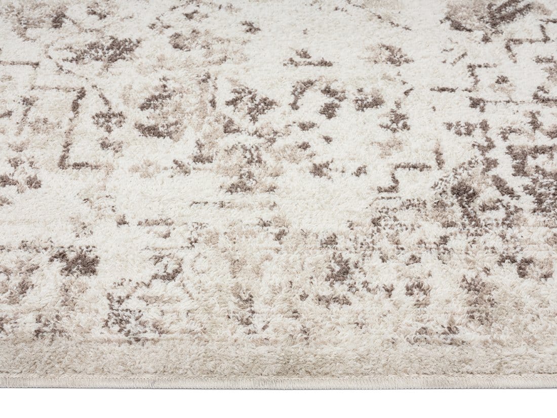 Liliana Cream And Brown Traditional Distressed Floral Runner Rug