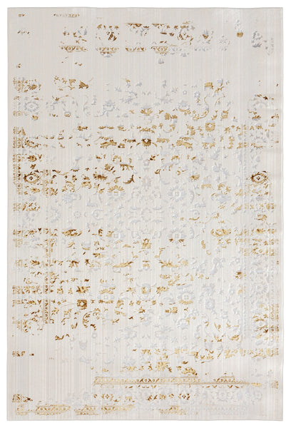 Lindy Cream Ivory And Gold Traditional Floral Rug