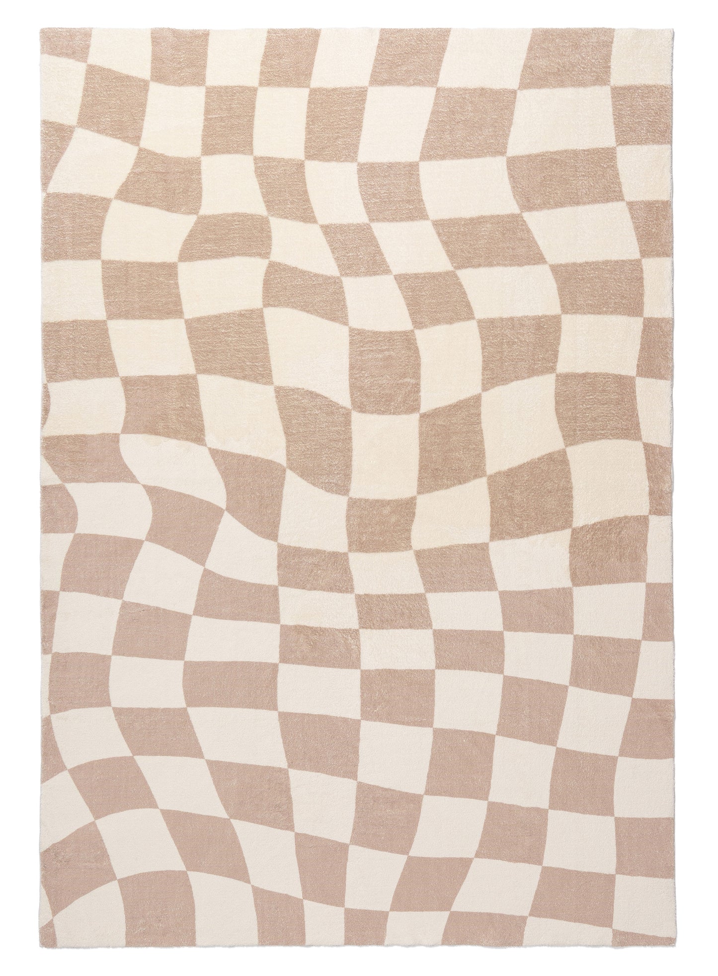 Logan Beige and Ivory Abstract Checkered Washable Rug