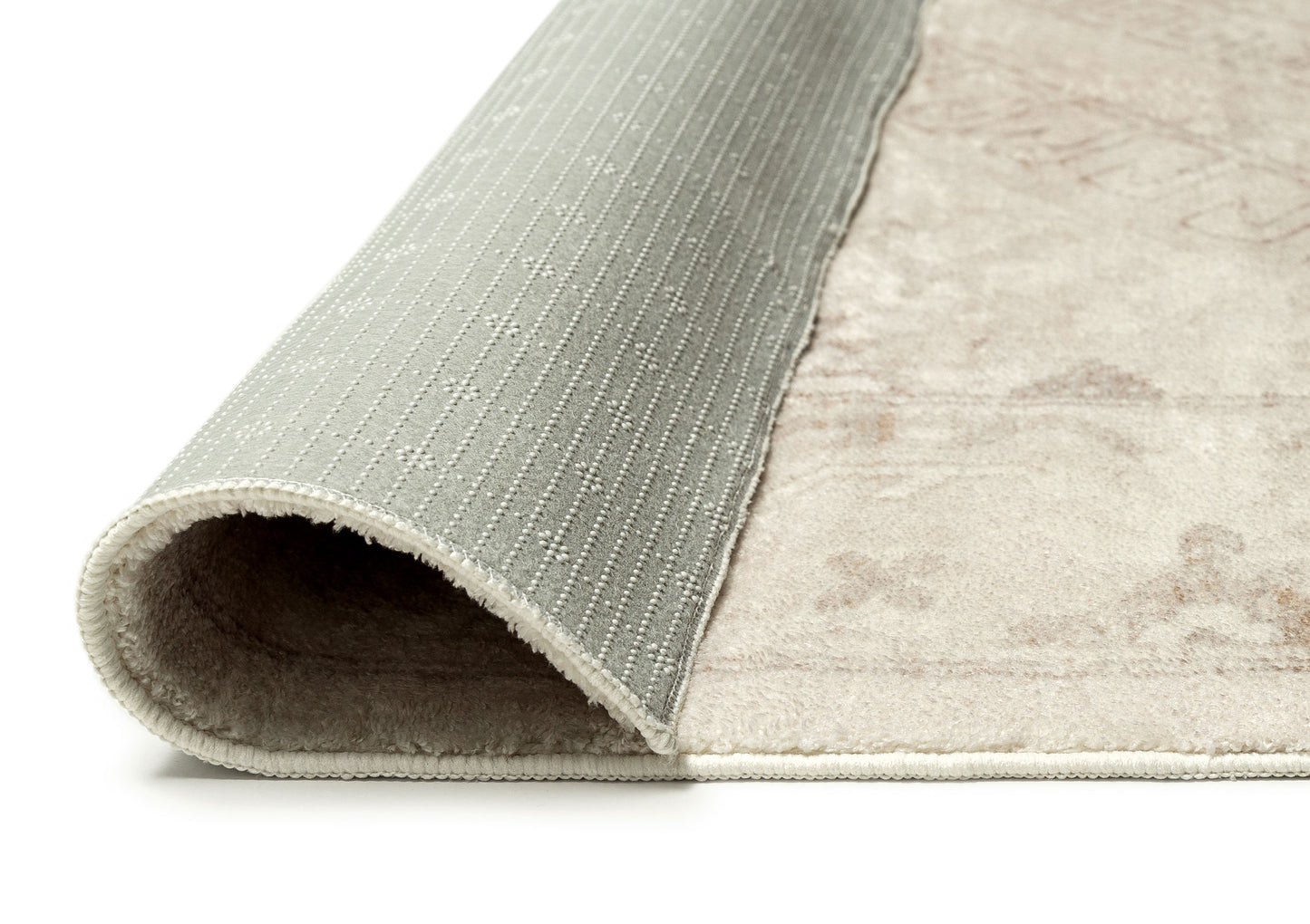 Lucille Cream and Beige Distressed Washable Rug